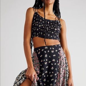 Free People Black Floral Crop Top JUST THE TOP